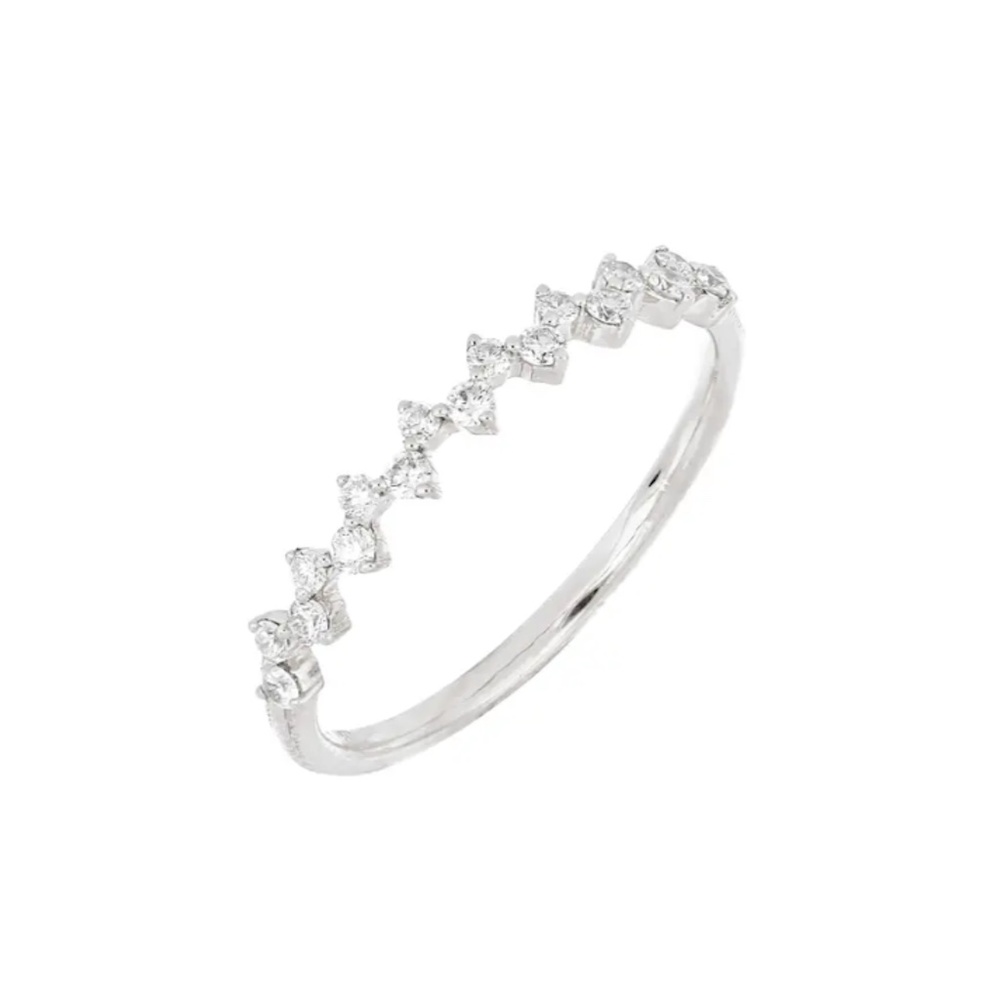 Bony Levy 18K White Gold Diamond Zig Zag Chevron Ring Size 5 *NEW*